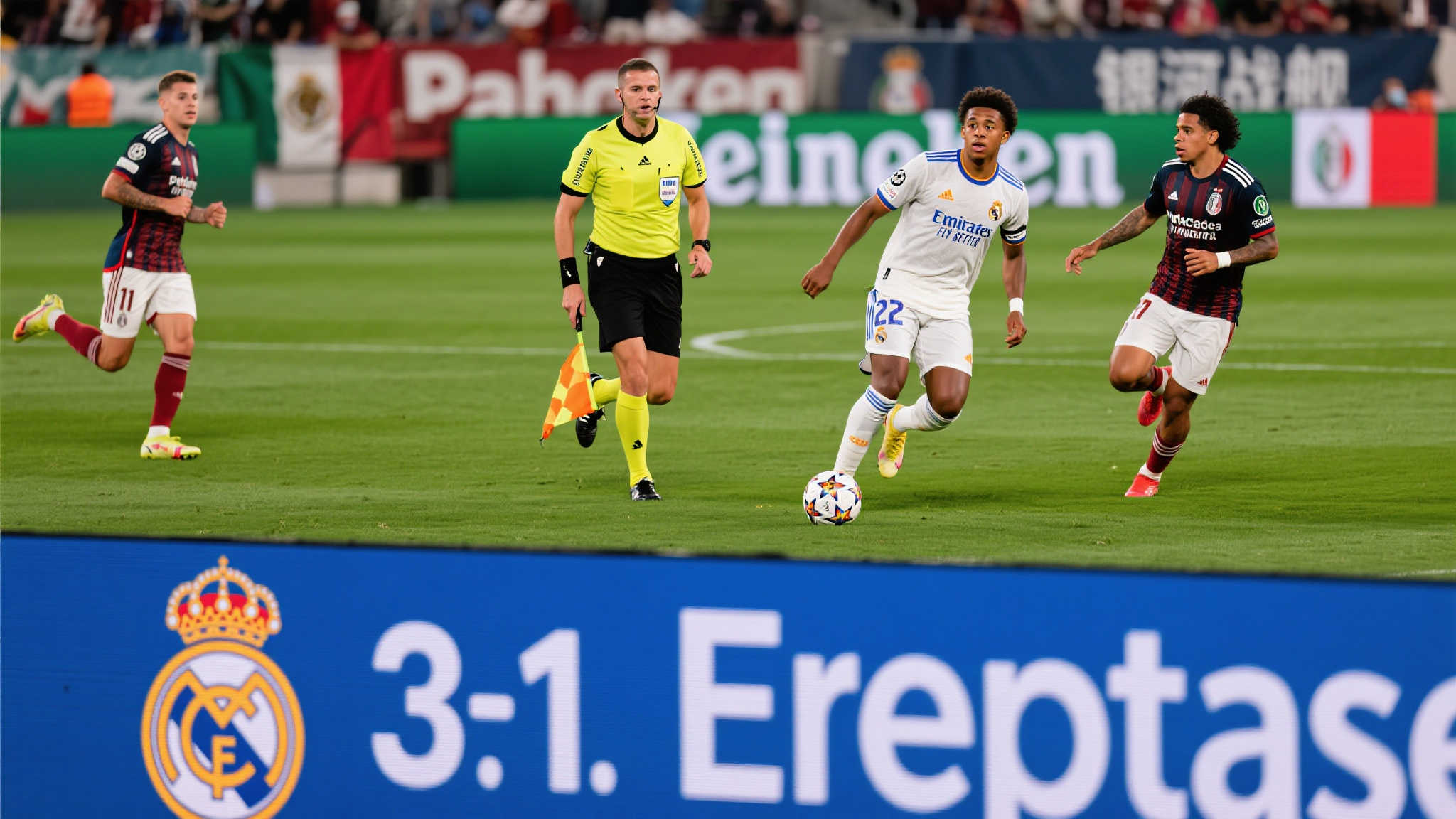 皇马十人逆转3-1帕丘卡，贝林厄姆巴尔韦德建功，阿森西奥遭罚出场